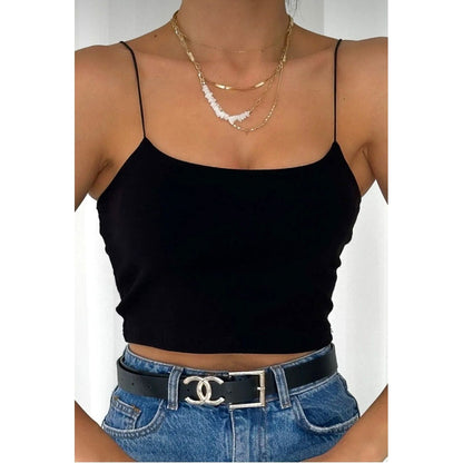 Lunelle Siyah Askılı Crop Top – Esnek Basic Premium Atlet (Vücuda Oturan)