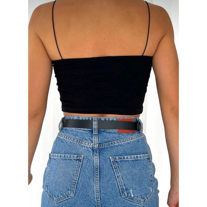 Lunelle Siyah Askılı Crop Top – Esnek Basic Premium Atlet (Vücuda Oturan)