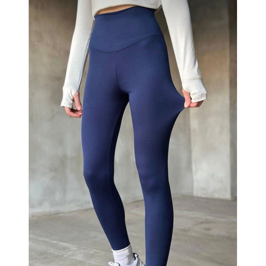 Lunelle Yüksek Bel Toparlayıcı Lacivert Spor Tayt – Esnek Premium Fitness Taytı